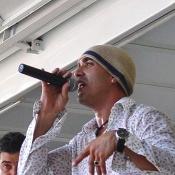 The lead singer got everyone in the crowd to celebrate the music.