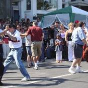 The music started a dancing contest right on 18th Street.