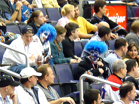 Caps fans sported their team colors and cheered for the home team all night long.
