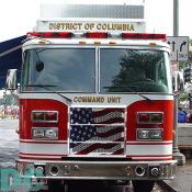 A District fire truck standing waiting, on call, just in case of an emergency situation.