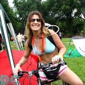 People, like this woman, who are lucky enough to live close enough to downtown DC, opt to take their bikes out.  An easy way to beat the highway traffic.