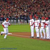 Washington Nationals LF Rob Mackowiak gets introduced. Mackowiak came to the Nats from the San Diego Padres.