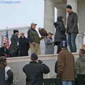 U2's The Edge and the Bald Eagle handler