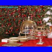 Closeup view of the silver used in the White House State Dining Room.