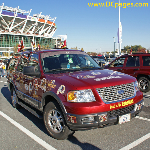 Redskin fan transportation vehicle. Built Ford Tough!