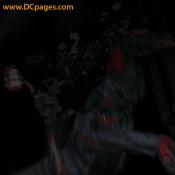 Scary part of the Haunted Trail. A ghost of a headless man riding a demon horse. This upside down head was held by a skeleton.