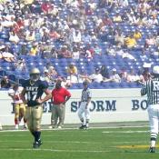 The referee's try to make a fair decision on a tough play.