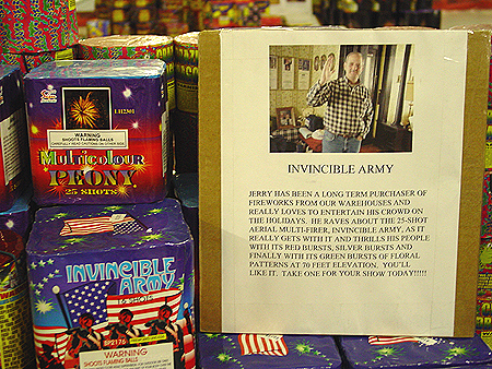 The gentleman in the picture is named Jerry, and he has been a long term purchaser of fireworks from the warehouses