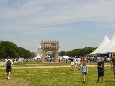 Neat view of the Us Capitol through the Malian Adobe Gate