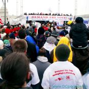 Marchers listen to speeches given by our civic leaders.