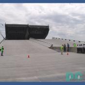 The drawbridge is lowered for the dedication.