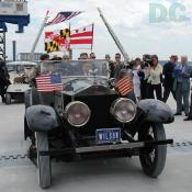 The dedication delegation crosses the drawbridge line for the first time.