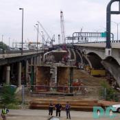 View of south bound bridge still being constructed.