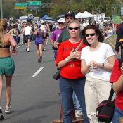 One of the best places to view the runners was on the on/off ramp to cross the Memorial Bridge.