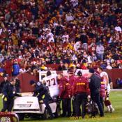 Randy Thomas fractured his fibula during the game.