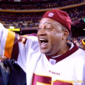 This Redskin fan is just a little bit happy.
