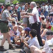 The woman on the left, in the green uniform, is park police