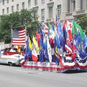 This float shows all of the different nations the Almas Temple represents.
