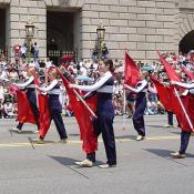Awesome flag twirling took place during this parade