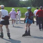 A couple of roller bladers, think again, police on the prowl