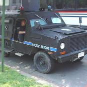 Armored police rescue vehicles were out on the streets to make sure security was strong