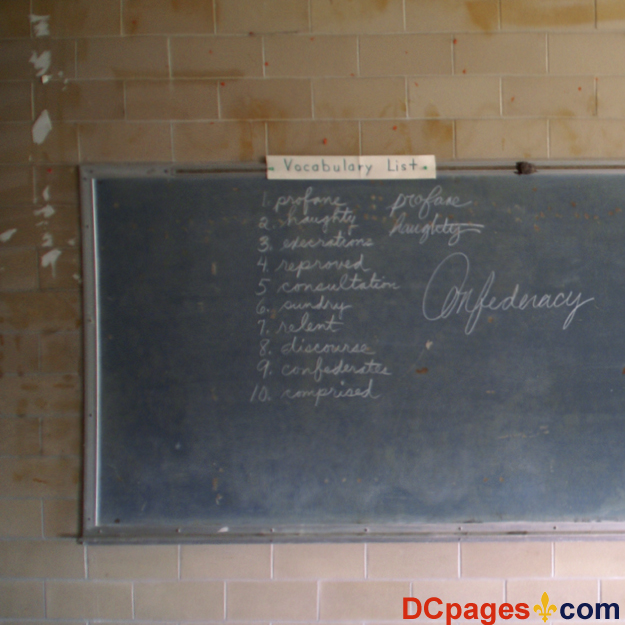 August 2, 2007 - Ninth Ward of New Orleans - 5300 Law Sreet, New Orleans, 70117, LA 504-942-3602 - Alfred Lawless High School - English class vocabulary list