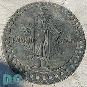 World War II victory medal inlayed on the floor of the Pacific Ceremonial Arch.