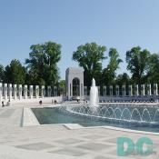 North to South view of the Rainbow Pool: 246'-9" long; 147'-8" wide. Atlantic Ceremonial Arch in the background.