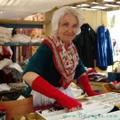 Mistress McDonald, seamstress, displayed some beautiful clothes and fabric.