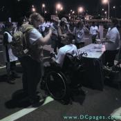 This disabled veteran was one of the many volunteers that greeted the "Freedom Walkers."