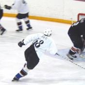 Jagr streaks towards the goal.