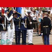 Honor Guard standing in front of the Tomb of the Unknowns.