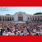 North view of the fully occupied amphitheater at Arlington National Cemetery 