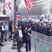 attendees watching Presidential motorcade