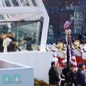 President Bush waves to parade performers