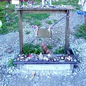 Various kinds of artwork adorn the temporary Memorial site.