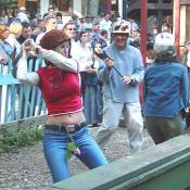 She has great form for axe throwing