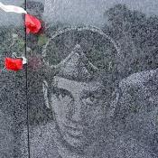 One of the many images engraved into the Korean War Memorial.