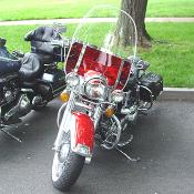 The wind screen must be interesting to look through when riding this hog.