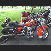 This particular Harley stood out from the crowd because of its unique color.