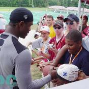 McCants was enticed by the fans to come over and sign.