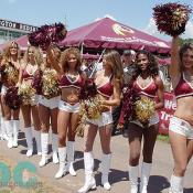 Redskins Cheerleaders wave to their fans.