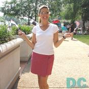 Stephanie from Potomac Falls Virginia came to see the president who lived near her junior high school.