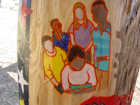 Close-up of the Peace Totem Pole