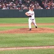 The Orioles pitcher throws a heater.