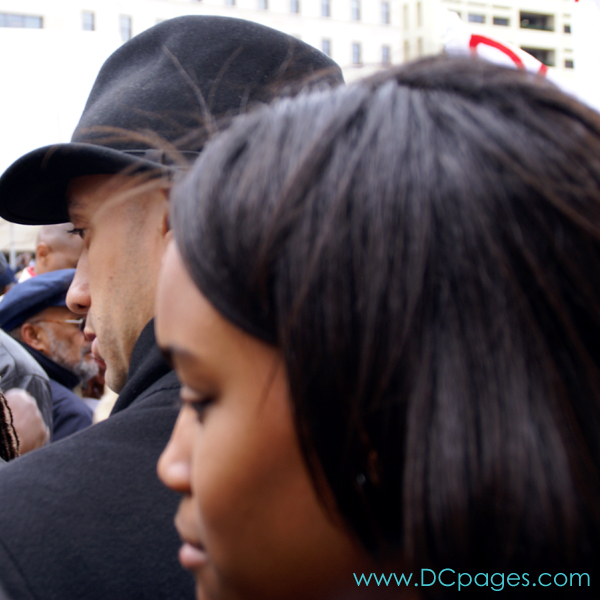 Mayor Adrian M. Fenty is followed by the District of Columbia Youth Mayor, Nicole Newman, during the DC Voting Rights March. 