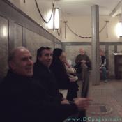 Tourist from New York wait for the elevator to the top viewing gallery of the monument.