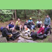 Breaking for a quick snack before the last push up out of the gorge. Backpacking for 1 week brings this group together and individuals are stronger.