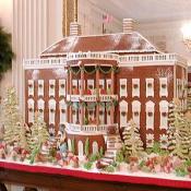 The gingerbread White House, a favorite among many, located in the State Dining Room