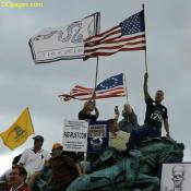 Flags of Our Nation Displayed at Protest